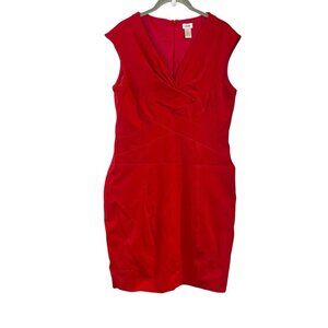 Vintage Y2K Cache Red Sheath Dress Twist Dress V-Neck Ponte Stretchy Size 12